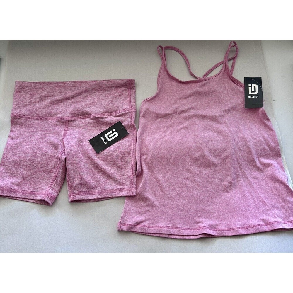 ID Ideology Big Girls Core Biker Shorts and top set  lightweight Wild Rose S